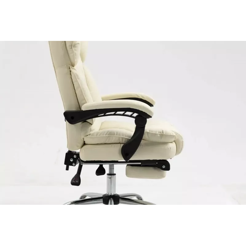 Sukamoji biuro kėdė ActiveJet YK7416 — ergonomiška sukamoji kėdė, smėlio spalvos eko oda, metalinis rėmas, paminkštinta atlošas, pakojis
