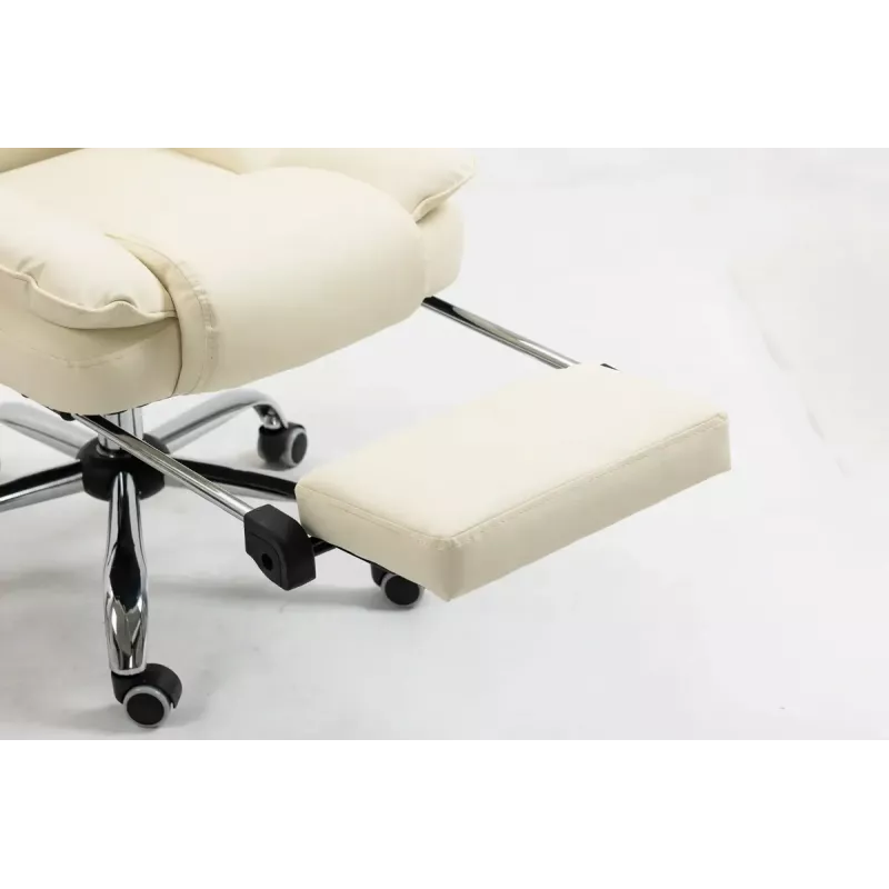 Sukamoji biuro kėdė ActiveJet YK7416 — ergonomiška sukamoji kėdė, smėlio spalvos eko oda, metalinis rėmas, paminkštinta atlošas, pakojis