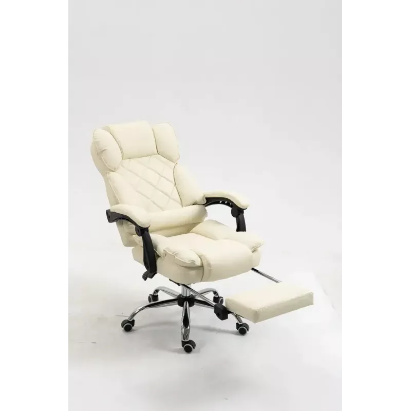 Sukamoji biuro kėdė ActiveJet YK7416 — ergonomiška sukamoji kėdė, smėlio spalvos eko oda, metalinis rėmas, paminkštinta atlošas, pakojis