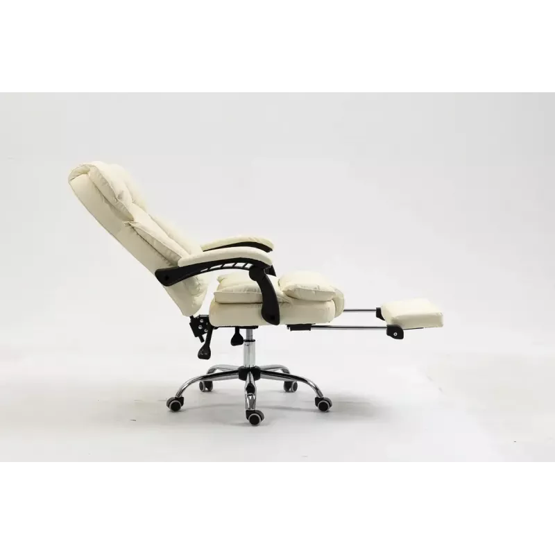 Sukamoji biuro kėdė ActiveJet YK7416 — ergonomiška sukamoji kėdė, smėlio spalvos eko oda, metalinis rėmas, paminkštinta atlošas, pakojis