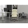 Sukamoji biuro kėdė ActiveJet YK7416 — ergonomiška sukamoji kėdė, smėlio spalvos eko oda, metalinis rėmas, paminkštinta atlošas, pakojis