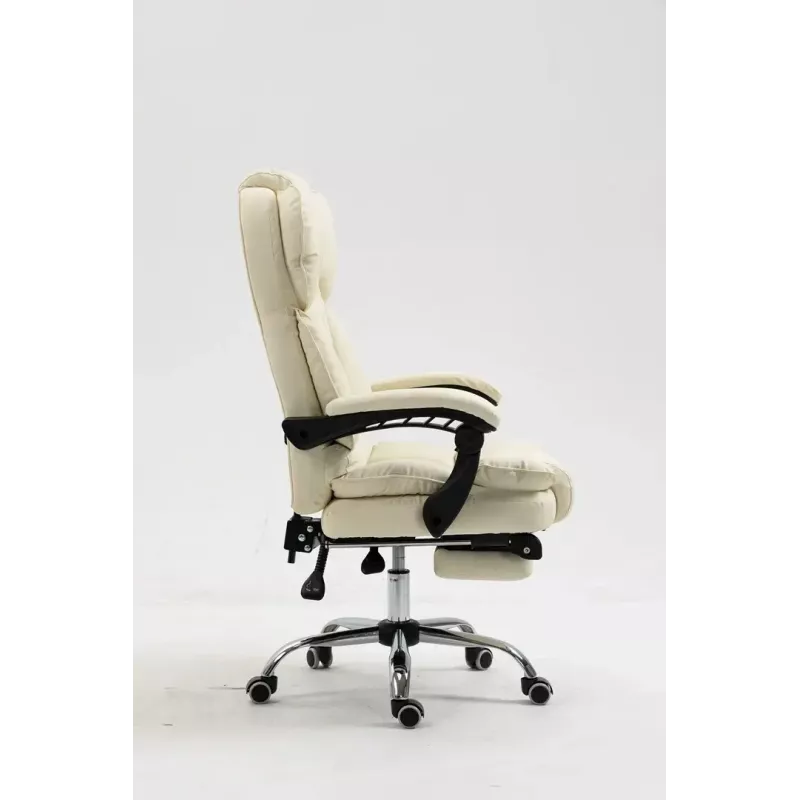 Sukamoji biuro kėdė ActiveJet YK7416 — ergonomiška sukamoji kėdė, smėlio spalvos eko oda, metalinis rėmas, paminkštinta atlošas, pakojis