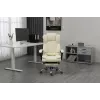 Sukamoji biuro kėdė ActiveJet YK7416 — ergonomiška sukamoji kėdė, smėlio spalvos eko oda, metalinis rėmas, paminkštinta atlošas, pakojis