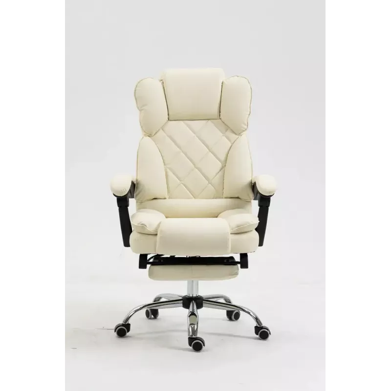 Sukamoji biuro kėdė ActiveJet YK7416 — ergonomiška sukamoji kėdė, smėlio spalvos eko oda, metalinis rėmas, paminkštinta atlošas, pakojis
