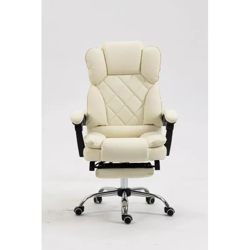 Sukamoji biuro kėdė ActiveJet YK7416 — ergonomiška sukamoji kėdė, smėlio spalvos eko oda, metalinis rėmas, paminkštinta atlošas, pakojis