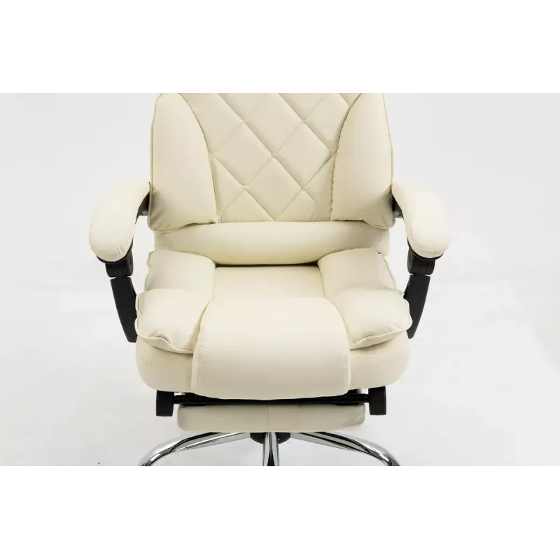 Sukamoji biuro kėdė ActiveJet YK7416 — ergonomiška sukamoji kėdė, smėlio spalvos eko oda, metalinis rėmas, paminkštinta atlošas, pakojis