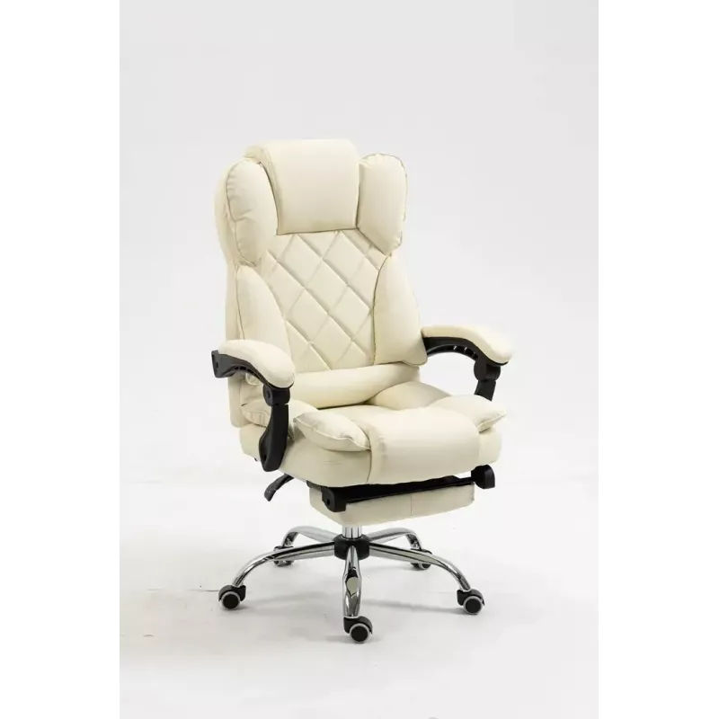 Sukamoji biuro kėdė ActiveJet YK7416 — ergonomiška sukamoji kėdė, smėlio spalvos eko oda, metalinis rėmas, paminkštinta atlošas, pakojis