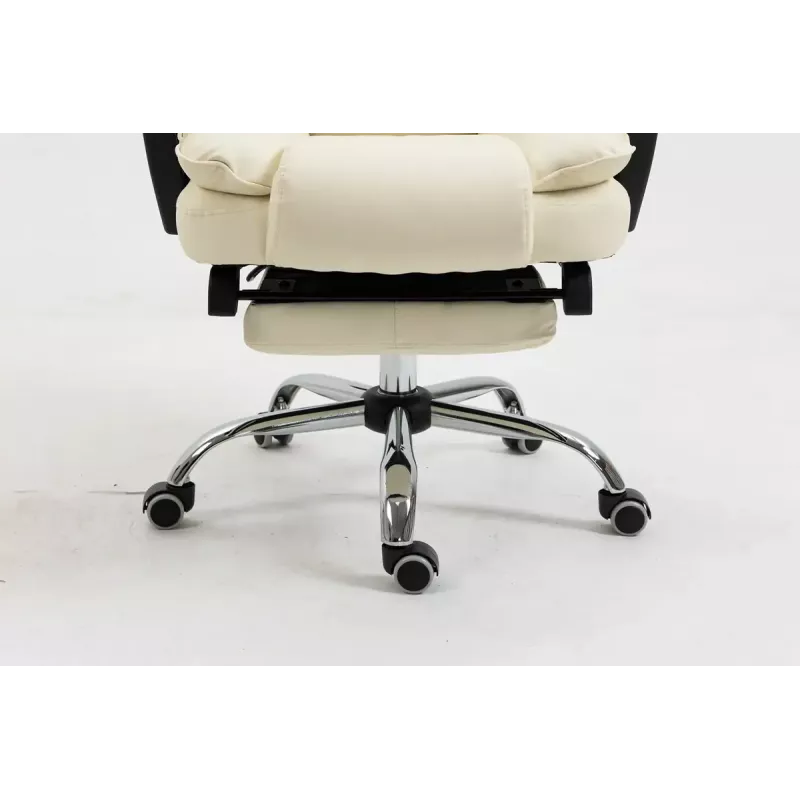 Sukamoji biuro kėdė ActiveJet YK7416 — ergonomiška sukamoji kėdė, smėlio spalvos eko oda, metalinis rėmas, paminkštinta atlošas, pakojis