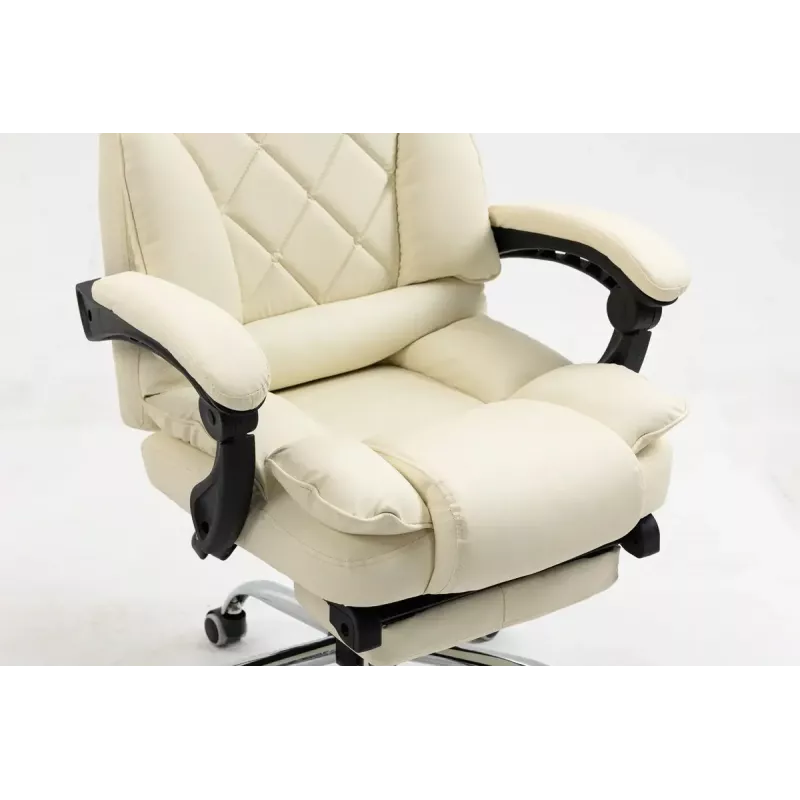 Sukamoji biuro kėdė ActiveJet YK7416 — ergonomiška sukamoji kėdė, smėlio spalvos eko oda, metalinis rėmas, paminkštinta atlošas, pakojis