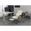 Sukamoji biuro kėdė ActiveJet YK7416 — ergonomiška sukamoji kėdė, smėlio spalvos eko oda, metalinis rėmas, paminkštinta atlošas, pakojis