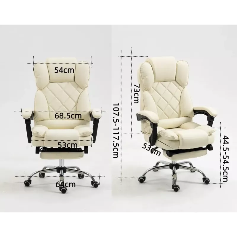 Sukamoji biuro kėdė ActiveJet YK7416 — ergonomiška sukamoji kėdė, smėlio spalvos eko oda, metalinis rėmas, paminkštinta atlošas, pakojis