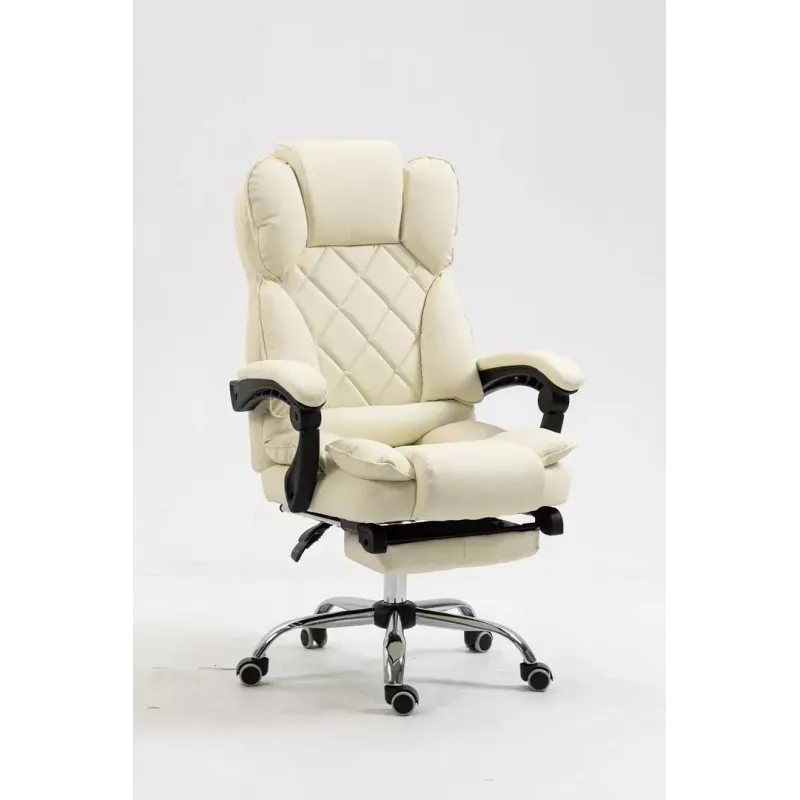 Sukamoji biuro kėdė ActiveJet YK7416 — ergonomiška sukamoji kėdė, smėlio spalvos eko oda, metalinis rėmas, paminkštinta atlošas, pakojis