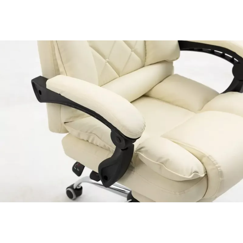 Sukamoji biuro kėdė ActiveJet YK7416 — ergonomiška sukamoji kėdė, smėlio spalvos eko oda, metalinis rėmas, paminkštinta atlošas, pakojis