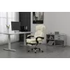 Sukamoji biuro kėdė ActiveJet YK7416 — ergonomiška sukamoji kėdė, smėlio spalvos eko oda, metalinis rėmas, paminkštinta atlošas, pakojis