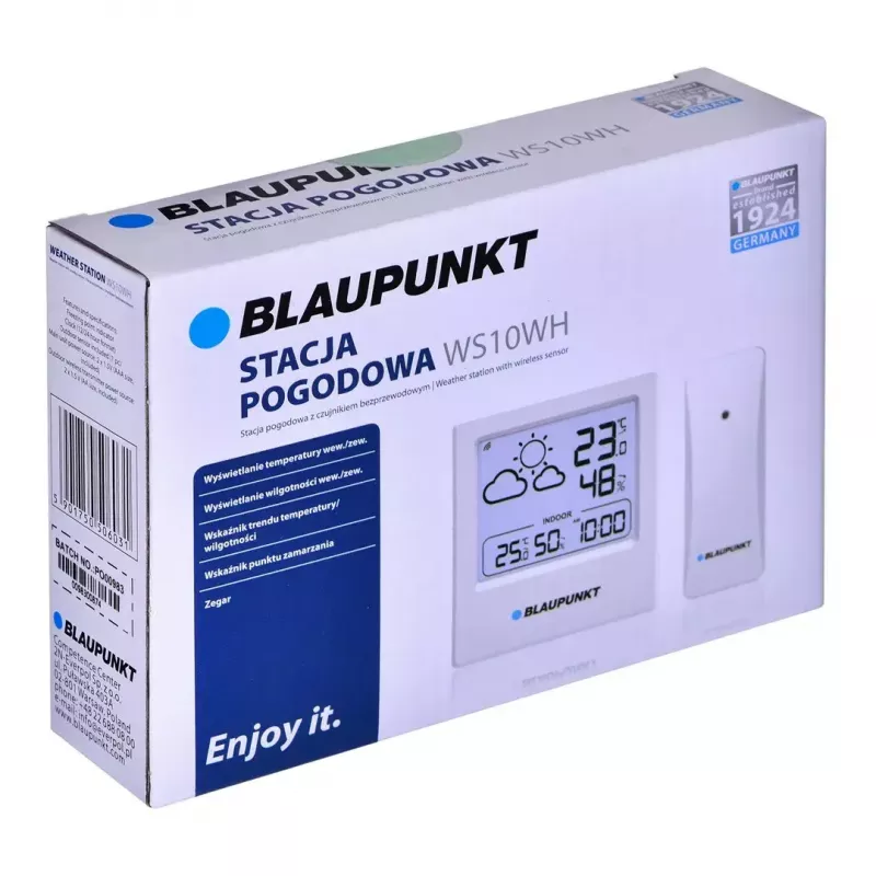 Oro stotis BLAUPUNKT WS10WH – belaidis vidaus ir lauko temperatūros bei drėgmės matuoklis