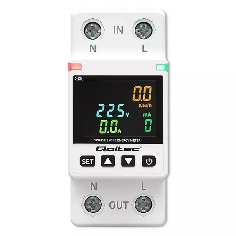 Vienfazis energijos suvartojimo skaitiklis QOLTEC 50981 DIN35 230V 50Hz