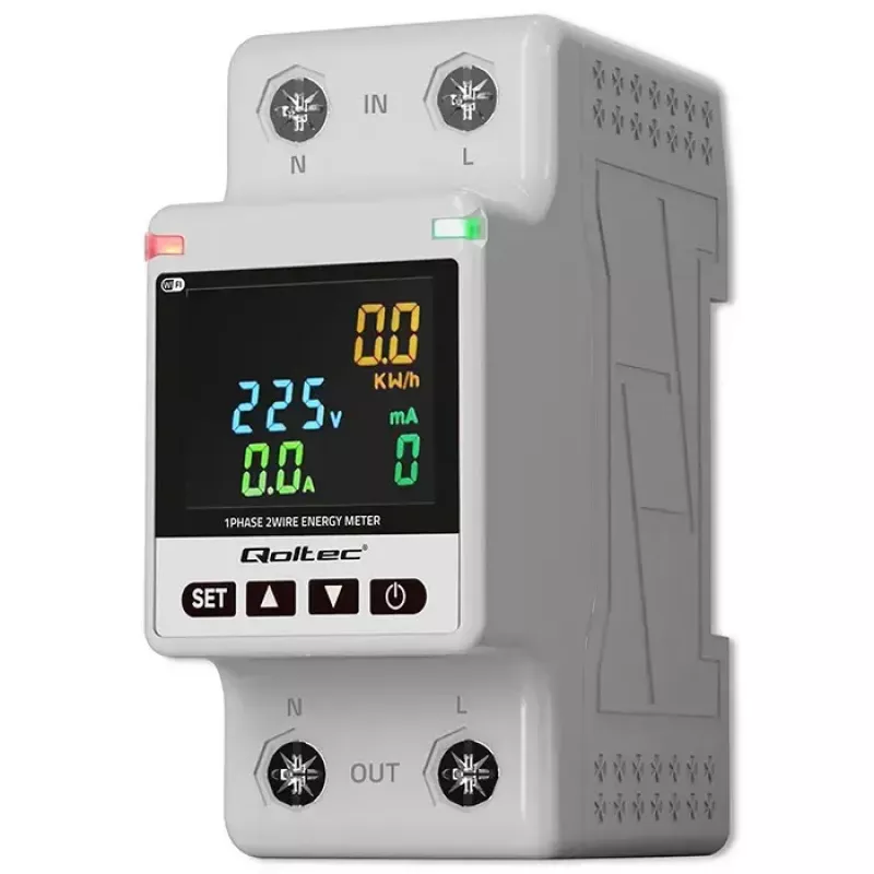Vienfazis energijos suvartojimo skaitiklis QOLTEC 50981 DIN35 230V 50Hz