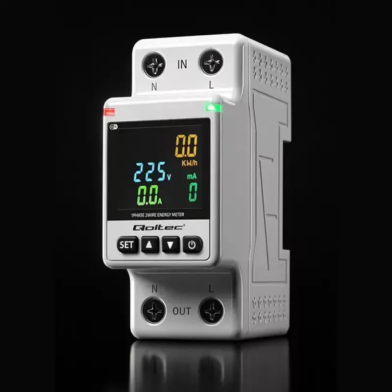 Vienfazis energijos suvartojimo skaitiklis QOLTEC 50981 DIN35 230V 50Hz