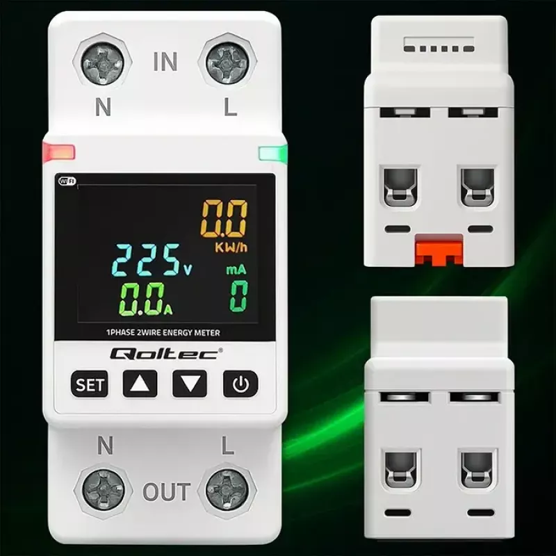 Vienfazis energijos suvartojimo skaitiklis QOLTEC 50981 DIN35 230V 50Hz