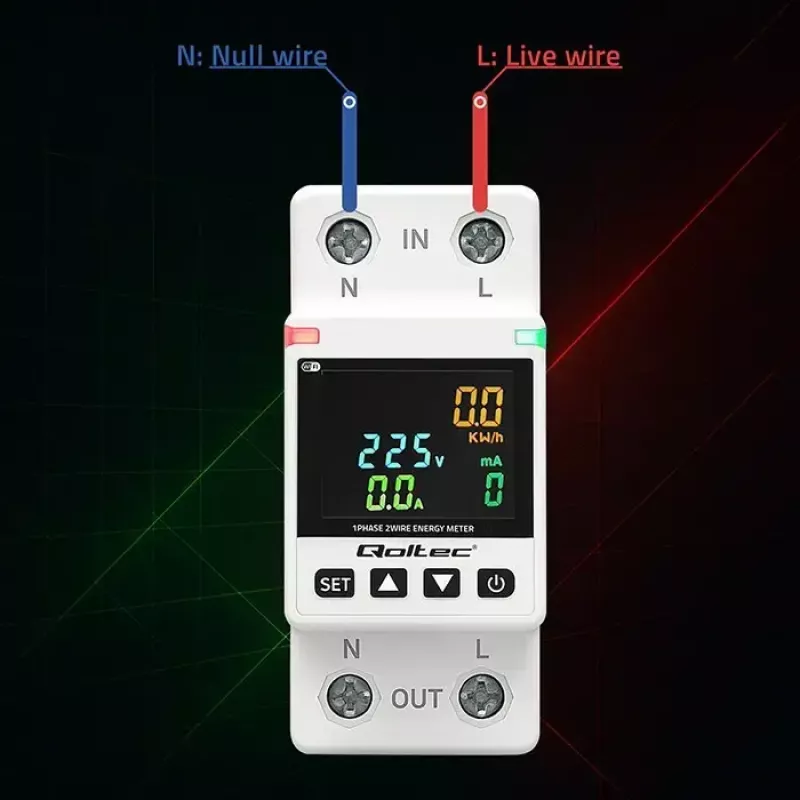 Vienfazis energijos suvartojimo skaitiklis QOLTEC 50981 DIN35 230V 50Hz
