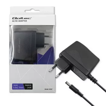 Qoltec 52397 tiesiai į lizdą jungiamas maitinimo blokas, 24 W, 12 V, 2 A, 5,5 x 2,1 mm