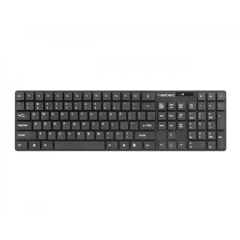 Belaidis klaviatūros ir pelės rinkinys NATEC Stingray NZB-1440 — RF belaidis, pilno dydžio 108 klavišų QWERTY, JAV anglų, juoda