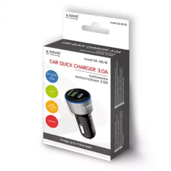 Automobilinis kroviklis Savio SA-06/B Smartphone Juodas Cigar lighter Lauko sąlygoms