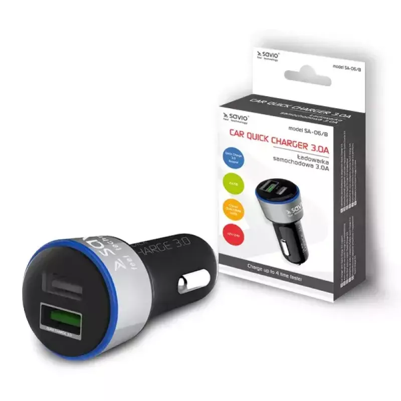 Automobilinis kroviklis Savio SA-06/B Smartphone Juodas Cigar lighter Lauko sąlygoms