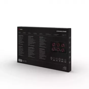 Aušinimo stovas nešiojamam kompiuteriui SAVIO COS-01, 6 ventiliatoriai su apšvietimu, 2000 RPM, USB 2.0, iki 17.3 colių