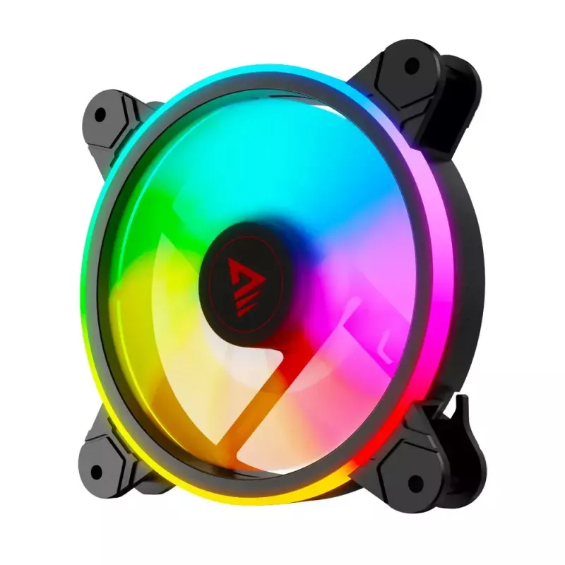 SAVIO FAN-01 4 dalių 120mm ARGB ventiliatorių rinkinys su valdikliu ir nuotolinio valdymo pulteliu, juodas