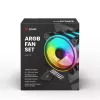 SAVIO FAN-01 4 dalių 120mm ARGB ventiliatorių rinkinys su valdikliu ir nuotolinio valdymo pulteliu, juodas