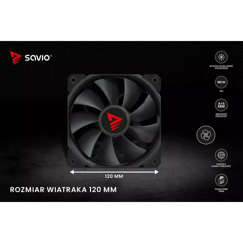 CPU aušintuvas SAVIO Vortex X2 Black – 120 mm ventiliatorius, aukštis 157 mm, PWM, suderinamas su LGA 2066