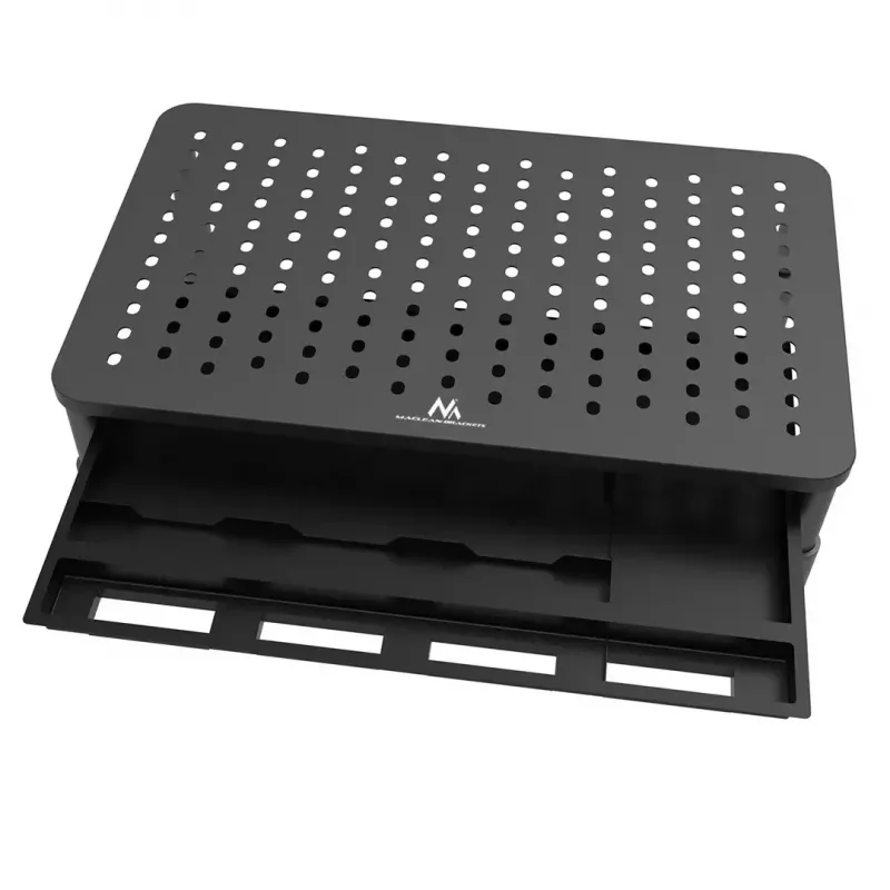 Laptop stovas MACLEAN MC-946 13–32 colių, 3 aukščio lygiai (11/13/15 cm), stalčius, juodas, iki 20 kg