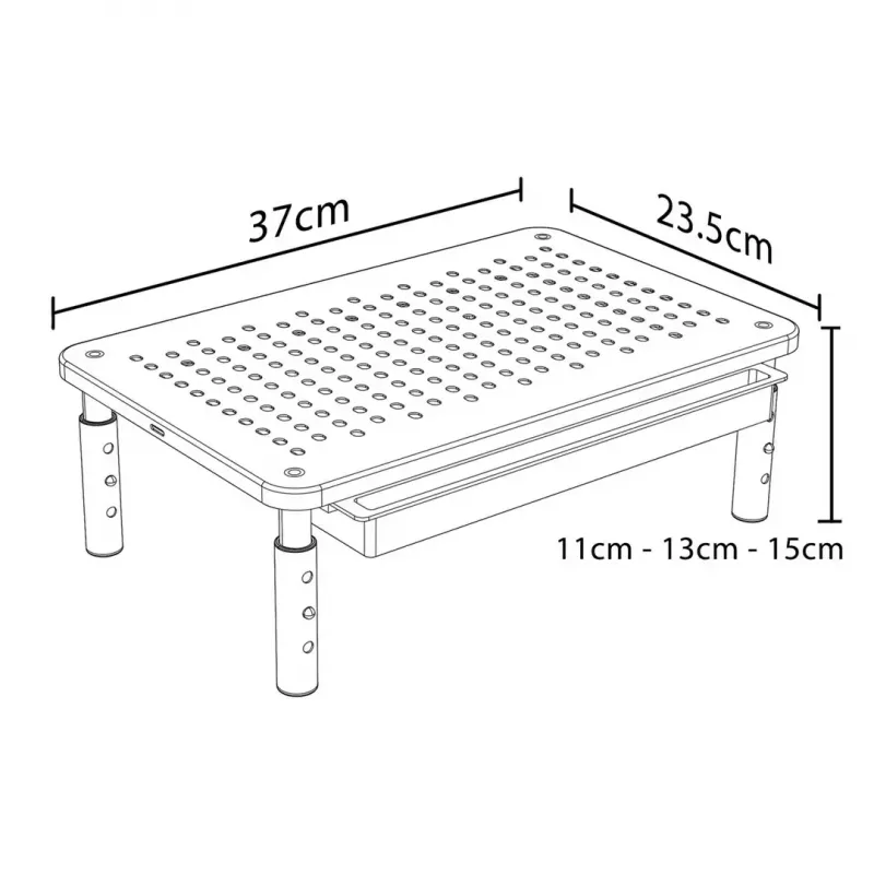 Laptop stovas MACLEAN MC-946 13–32 colių, 3 aukščio lygiai (11/13/15 cm), stalčius, juodas, iki 20 kg