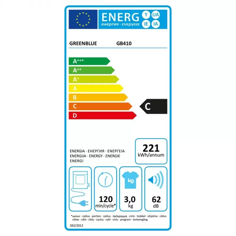 Elektrinė džiovykla GreenBlue GB410 – 3 kg talpa, 830 W, ventiliuojama, 5 džiovinimo programų, energijos klasė C