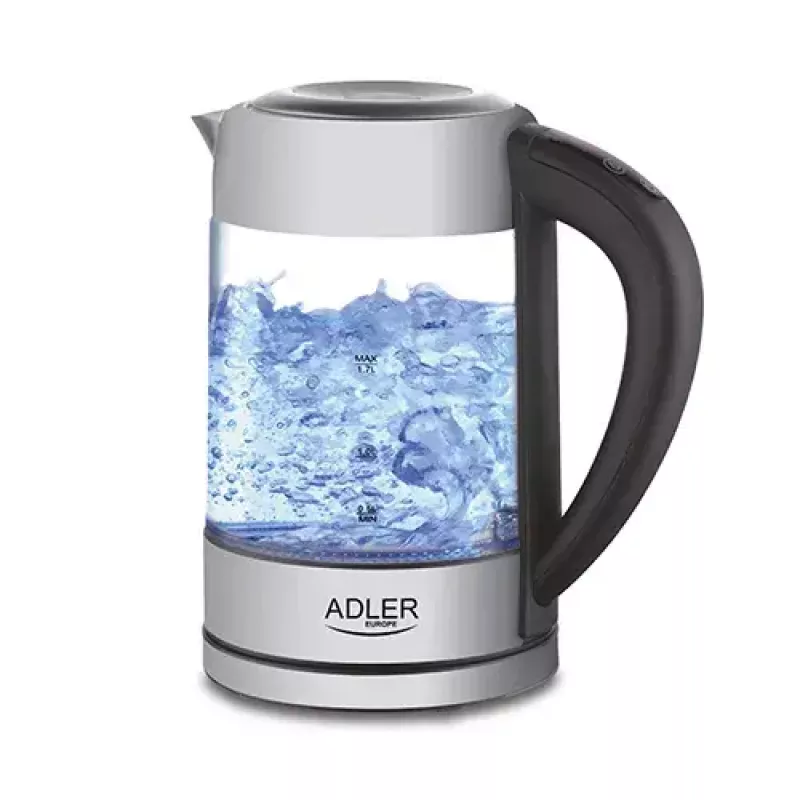 Elektrinis virdulys Adler AD 1247 1,7 l 2200 W stiklinis korpusas nerūdijančio plieno elementai juodos spalvos