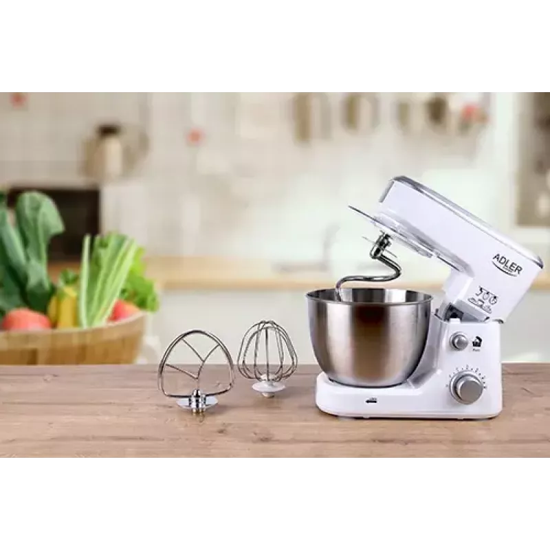 Mikseris planetinis Adler AD 4216, 500 W, 4 L nerūdijančio plieno dubuo, baltas