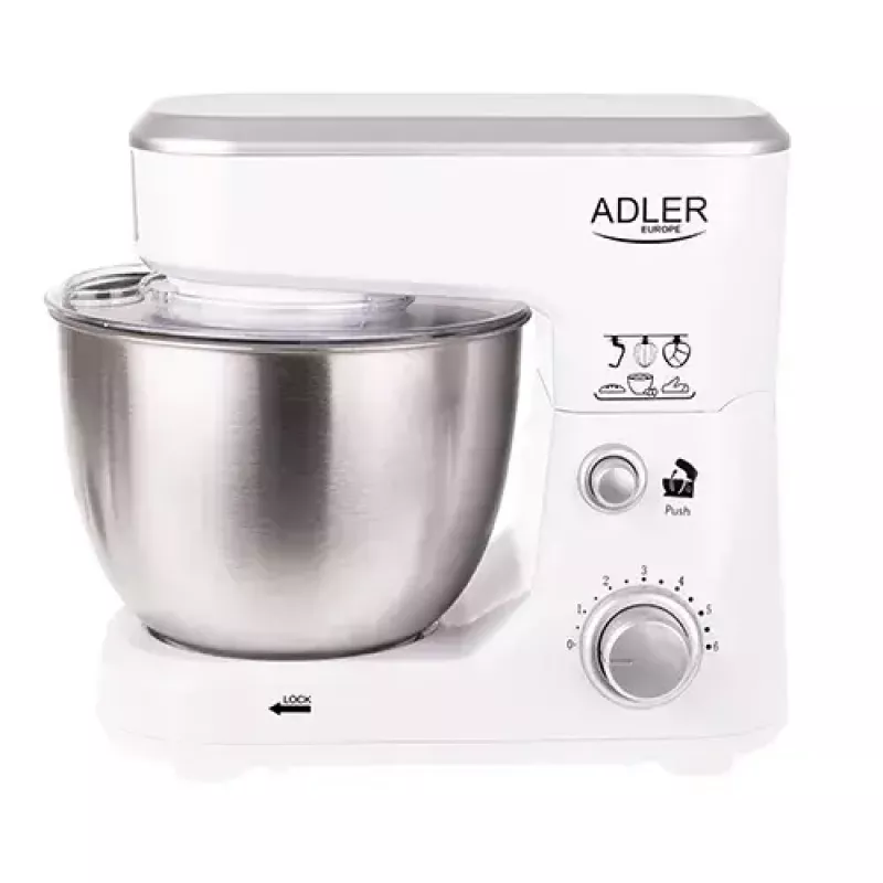 Mikseris planetinis Adler AD 4216, 500 W, 4 L nerūdijančio plieno dubuo, baltas