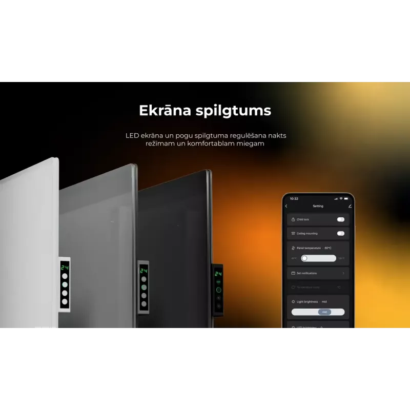 Infraudinis elektrinis šildytuvas AENO Premium Eco Smart Heater AGH0005S, pilkas