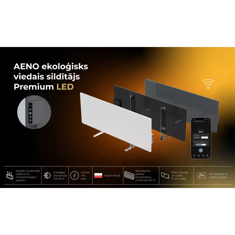 Infraudinis elektrinis šildytuvas AENO Premium Eco Smart Heater AGH0005S, pilkas