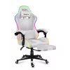 Žaidimų kėdė Huzaro FORCE 4.7 RGB White – audeklinis kibirinis sėdėjimas, max 140 kg