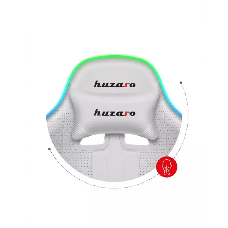 Žaidimų kėdė Huzaro FORCE 4.7 RGB White – audeklinis kibirinis sėdėjimas, max 140 kg