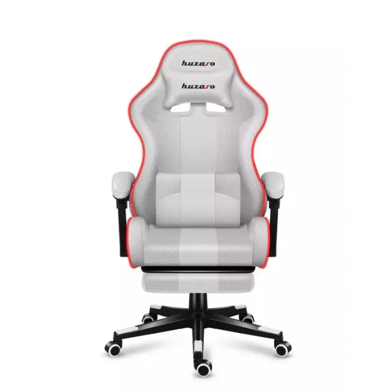 Žaidimų kėdė Huzaro FORCE 4.7 RGB White – audeklinis kibirinis sėdėjimas, max 140 kg