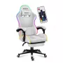Žaidimų kėdė Huzaro FORCE 4.7 RGB White – audeklinis kibirinis sėdėjimas, max 140 kg