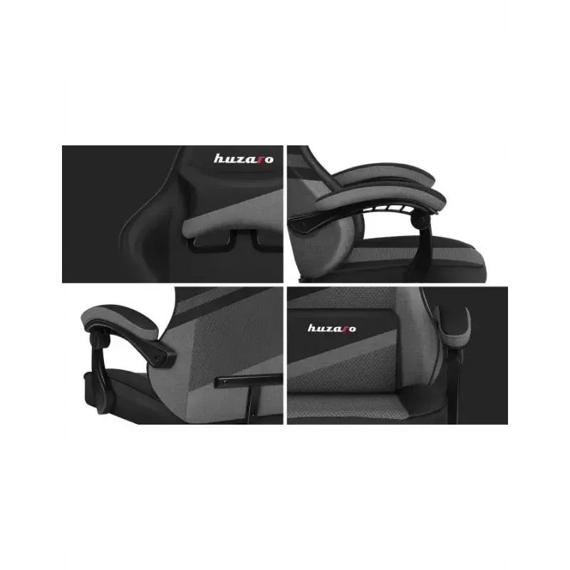 Gaming kėdė Huzaro FORCE 4.4 kaušinė sėdynė Juoda Pilka — tinklinis audinys, max 130 kg, reguliuojamas aukštis 45–55 cm, 5 ratukai