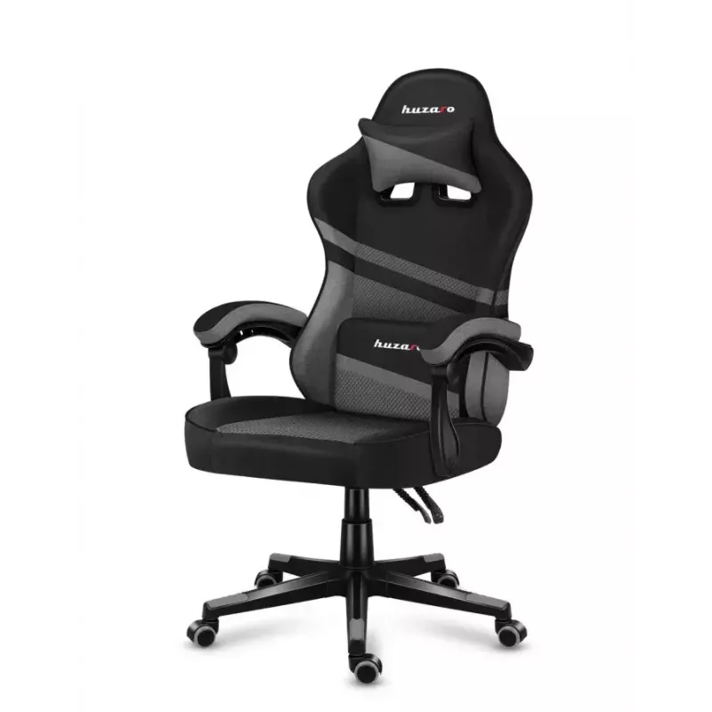 Gaming kėdė Huzaro FORCE 4.4 kaušinė sėdynė Juoda Pilka — tinklinis audinys, max 130 kg, reguliuojamas aukštis 45–55 cm, 5 ratukai