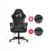 Gaming kėdė Huzaro FORCE 4.4 kaušinė sėdynė Juoda Pilka — tinklinis audinys, max 130 kg, reguliuojamas aukštis 45–55 cm, 5 ratukai