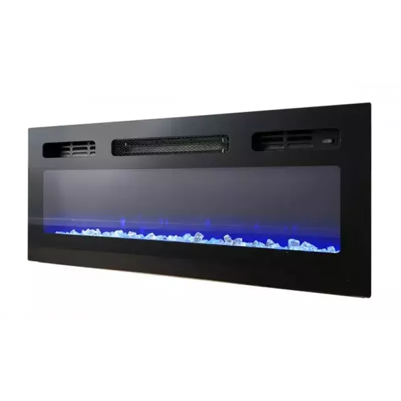 Spintelė televizoriui Cama Meble EVA su elektriniu židiniu 180×40×52 cm, baltas rėmas, blizgūs balti durys, MDF viršus