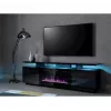 TV spintelė Cama Meble EVA su elektriniu židiniu 180x40x52 cm, juoda/matinė juoda