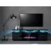 TV spintelė Cama Meble EVA su elektriniu židiniu 180x40x52 cm, juoda/matinė juoda